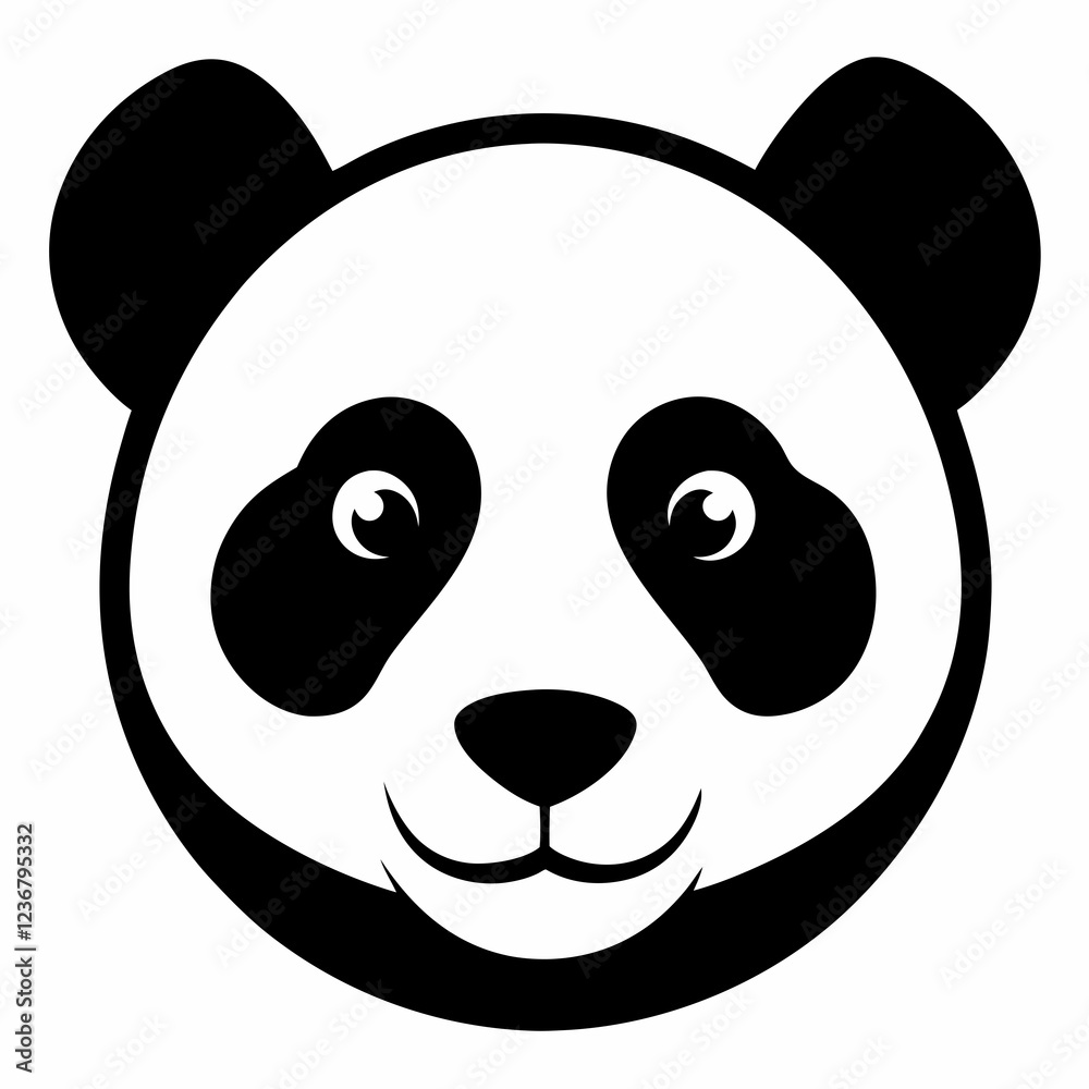 Minimalist Panda Head Silhouette Vector Art Minimalist Panda Head Silhouette Vector Art