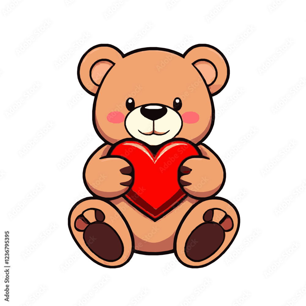 Obraz premium Simple & Cute Romantic Teddy Bear - Vector Element