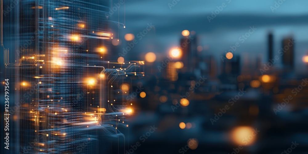 Obraz premium Abstract Technology Design with Bright Lights and Blur