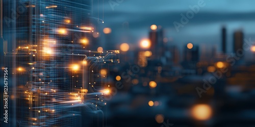 Wallpaper Mural Abstract Technology Design with Bright Lights and Blur Torontodigital.ca