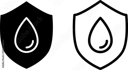 Waterproof Water Resistance icon Vector & PNG. Waterproof icon Water resistant icons set package Water drop protection concept Logo isolated on white background Vector illustration.