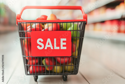 Grocery store promotions discover eye-level bargains in our cart sale photo