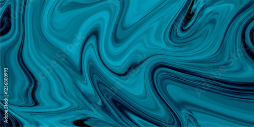 Blue swirly wallpaper, wavy pattern texture, aquarelle colors mixing effect abstract backdrop. Elegant wavy background. Beautiful fluid abstract paint background. Deep ocean Blue satin Ink Marble