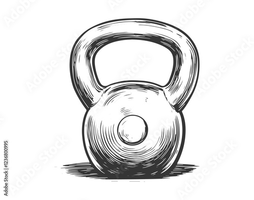 Kettlebell  Vector Illustration with Textured Shading and Shadow Effect