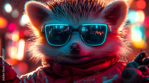 Hedgehog wearing a sharp tailored suit and stylish sunglasses standing confidently with a sleek and modern look exuding elegance and charisma ultra-detailed high-quality studio portrait