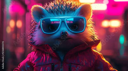 Hedgehog wearing a sharp tailored suit and stylish sunglasses standing confidently with a sleek and modern look exuding elegance and charisma ultra-detailed high-quality studio portrait