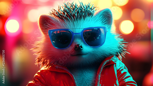 Hedgehog wearing a sharp tailored suit and stylish sunglasses standing confidently with a sleek and modern look exuding elegance and charisma ultra-detailed high-quality studio portrait