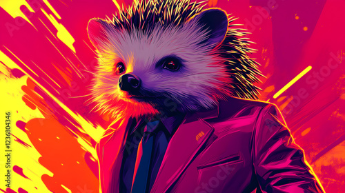 Hedgehog wearing a sharp tailored suit and stylish sunglasses standing confidently with a sleek and modern look exuding elegance and charisma ultra-detailed high-quality studio portrait