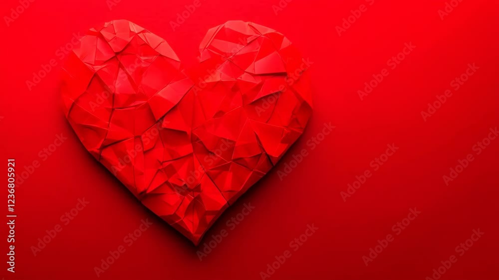 Vibrant transformation of geometric heart from subtle earth tones to bold red hues Vibrant transformation of geometric heart from subtle earth tones to bold red hues