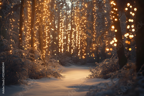 Fototapeta Naklejka Na Ścianę i Meble -  winter forest with light