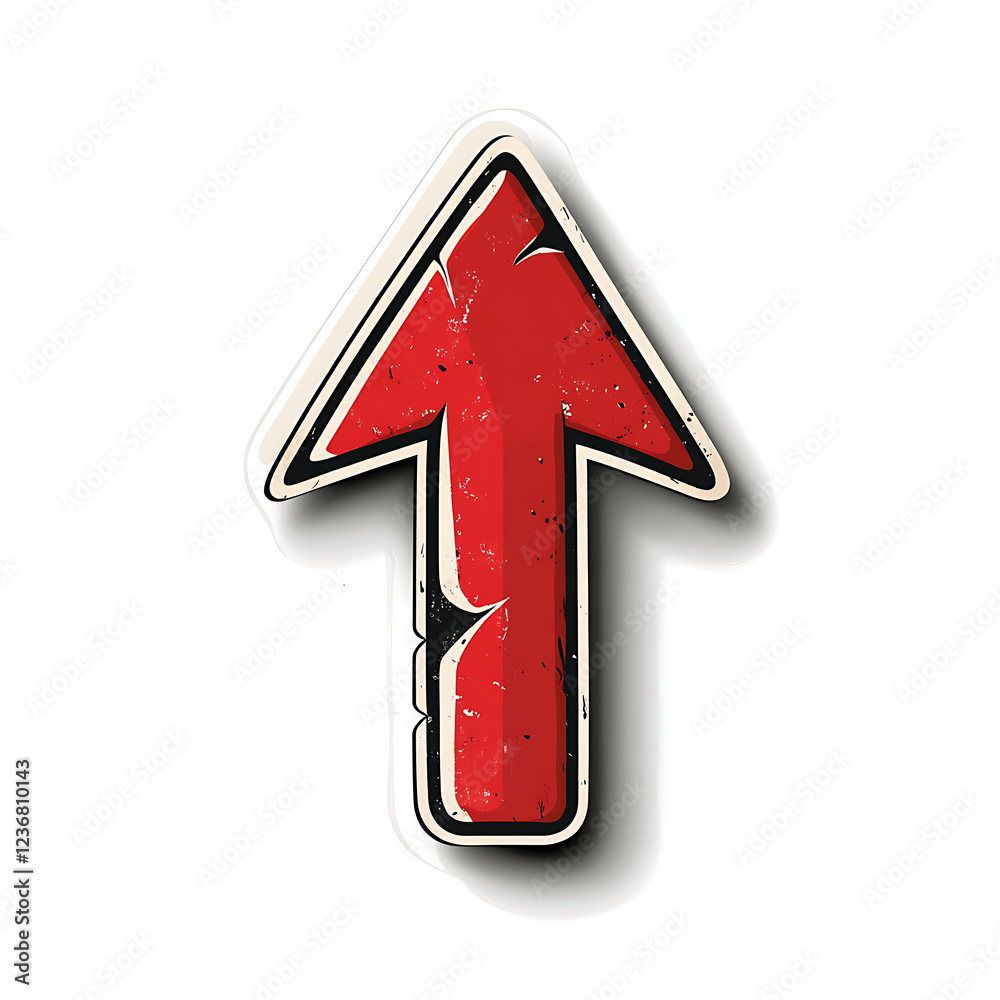 Dynamic red arrow direction indicator urban environment graphic element street art close-up view visual guidance concept for effective navigation Dynamic red arrow direction indicator urban environment graphic element street art close-up view visual guidance concept for effective navigation