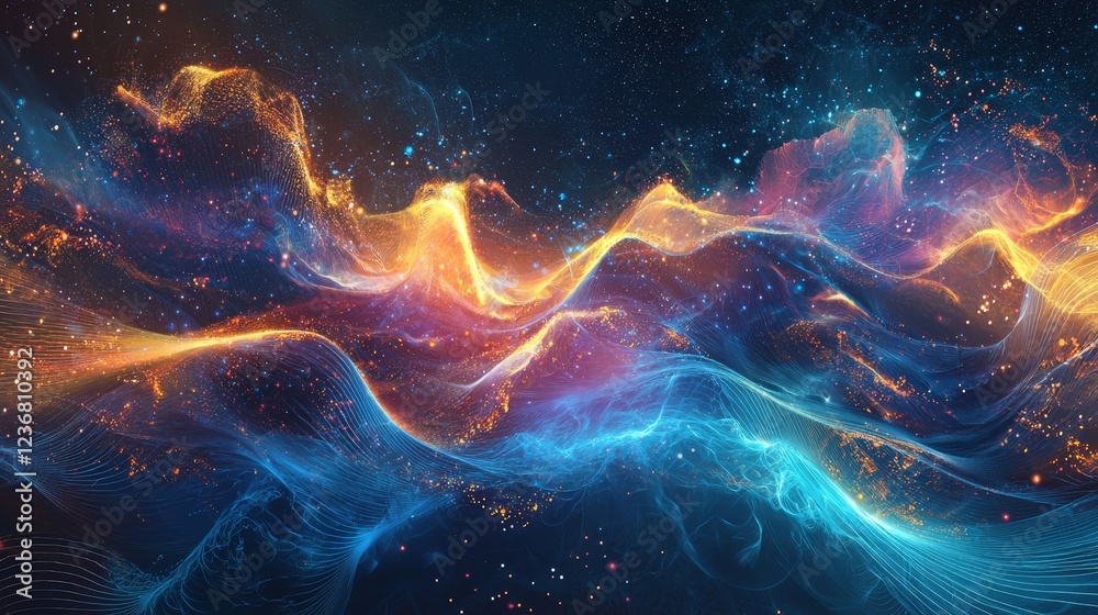Abstract Energy Waves Flowing Through Space with Vibrant Colors and Light Effects Abstract Energy Waves Flowing Through Space with Vibrant Colors and Light Effects