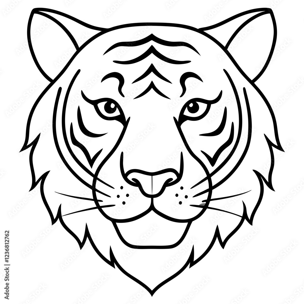 Fototapeta premium Minimalist Tiger Head Line Art Vector
