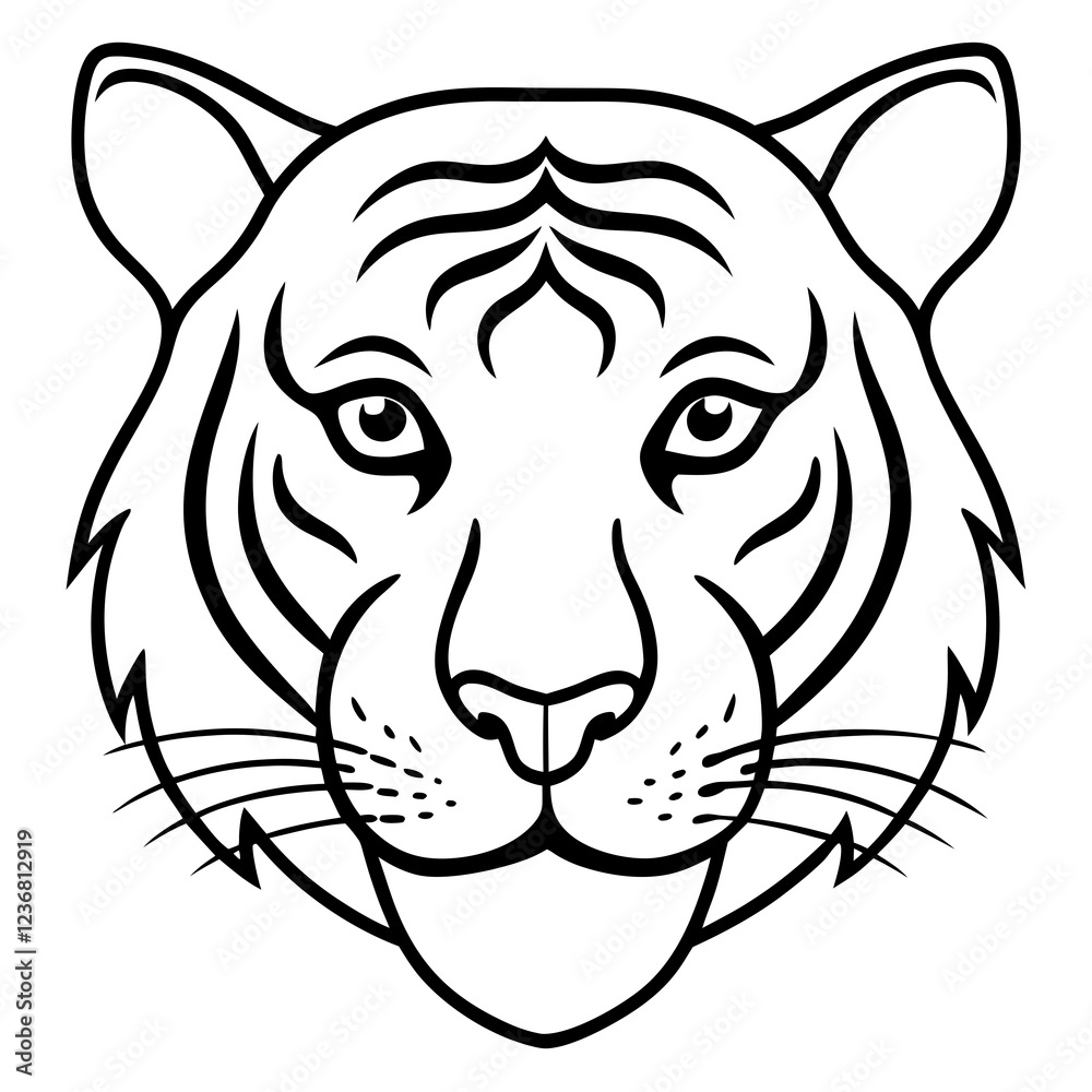 Fototapeta premium Minimalist Tiger Head Line Art Vector