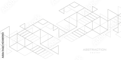 Linear geometric drawing. White background from cubes and lines. Abstraction,Vector illustration.