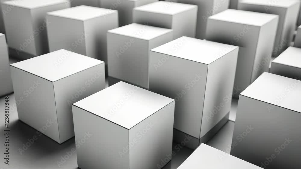 Close up of white cubes arranged in a pattern. The cubes are all the ...