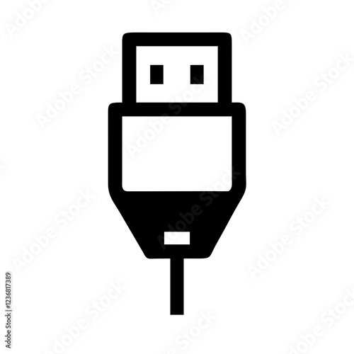 Free Download Simple linear icon of a USB cable representing connection, data transfer or charging. Suitable for technology, electronics or IT related industries and applications. - GFXLoad