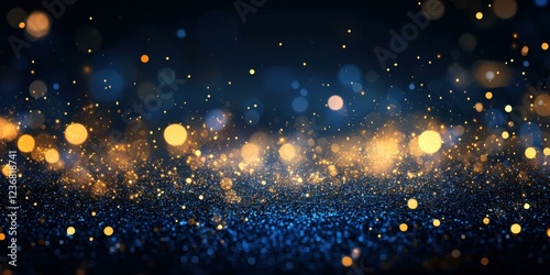 Abstract image of shimmering lights and glitter, suitable for festive themes, celebrations, and digital backgrounds. photo