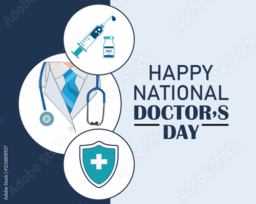 National Doctors' Day is a day celebrated to appreciate and recognize the contributions of physicians to individual lives and communities. Vector illustration.