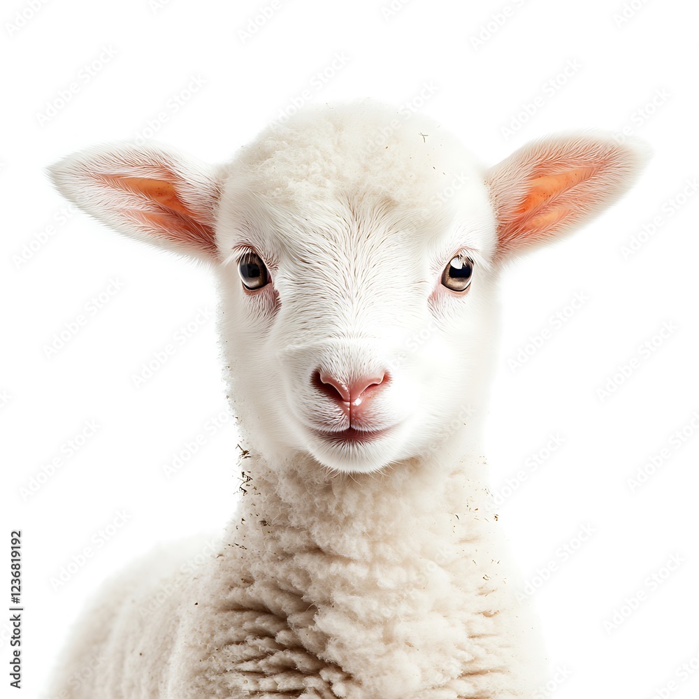 Portrait of a cute lamb, isolated on a black background Portrait of a cute lamb, isolated on a black background