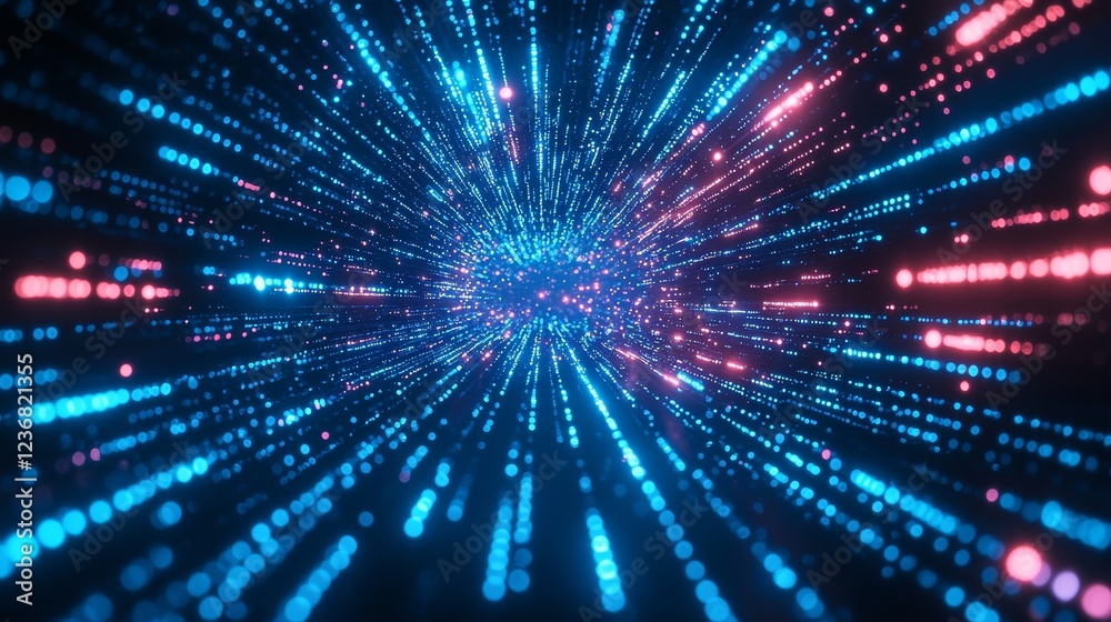 Naklejka premium Abstract Visualization of Interwoven Data Threads in Vibrant Colors