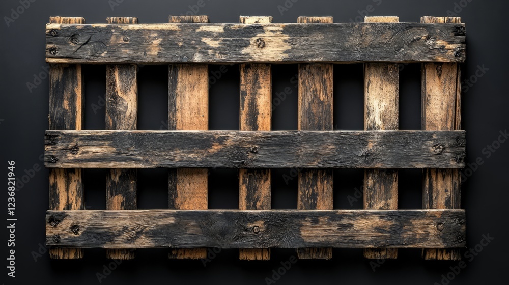 A square 3D wooden pallet with sharp corners and natural finishes on a black surface A square 3D wooden pallet with sharp corners and natural finishes on a black surface