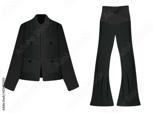 Black woman suit and trousers. vector illustration