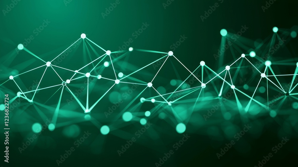 Obraz premium Abstract Network Connections Creating Dynamic Morphing Elements in Green