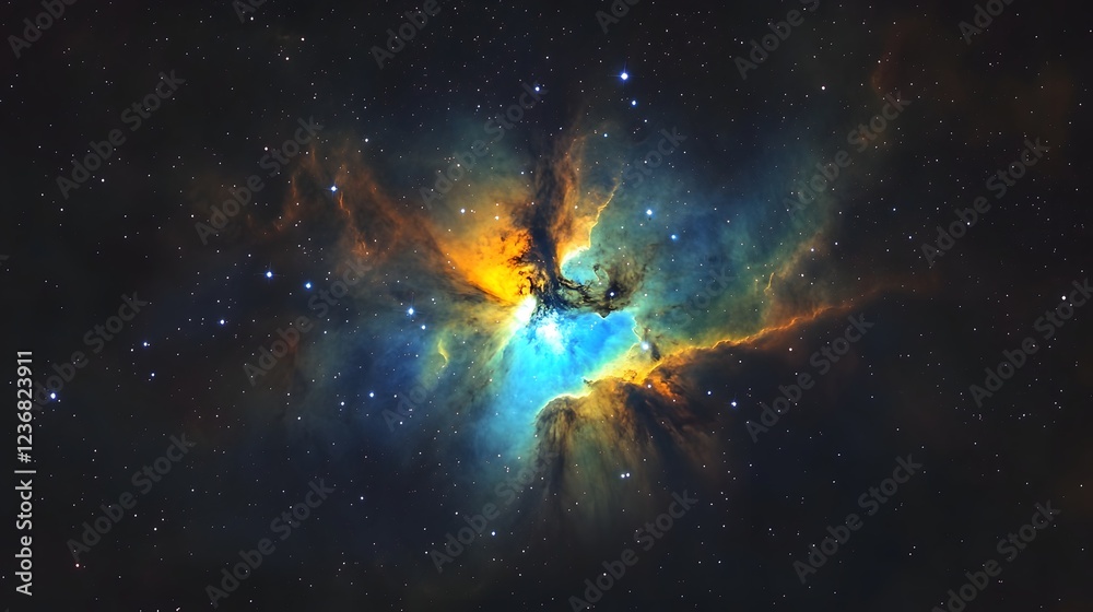 Fototapeta premium Captivating cosmic phenomenon lighting up the galactic landscape with a stunning display of vibrant colors swirling energy and explosive celestial power This image captures the dynamic
