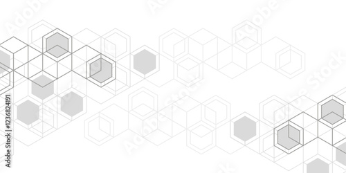 Technological white background. Abstract background of hexagons. Futuristic digital hi-technology banner. Vector illustration.