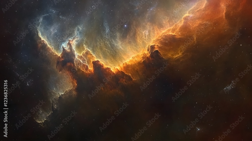 Obraz premium Captivating image of a mesmerizing cosmic explosion showcasing the raw power and dynamic energy of the universe Fiery nebula swirling gases
