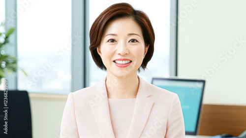 Professional businesswoman smiling in modern office environment Free Download Professional businesswoman smiling in modern office environment - GFXLoad