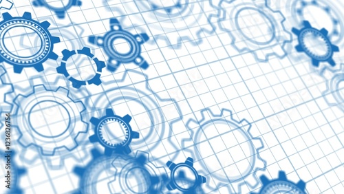 Gears. Technical drawing of gear .Engineering industry. Technology background. 