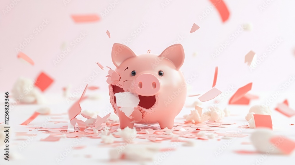 A cheerful piggy bank surrounded by colorful confetti, symbolizing savings and celebration, bankruptcy Bank Concepts. A cheerful piggy bank surrounded by colorful confetti, symbolizing savings and celebration, bankruptcy Bank Concepts.