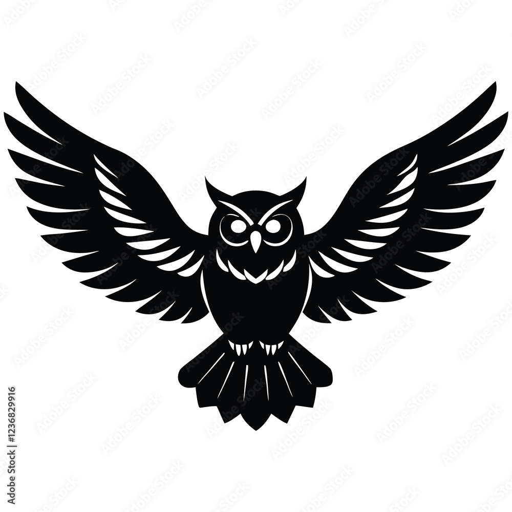 Obraz premium Owl in Flight Silhouette Vector Illustrations