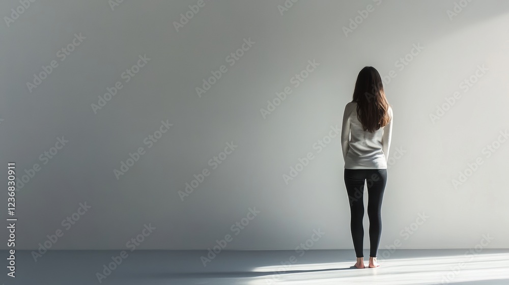 Fototapeta premium woman standing alone in empty room