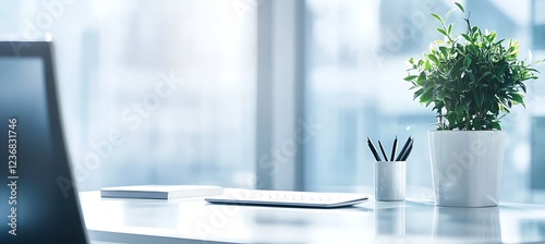 Wallpaper Mural A sophisticated business environment with a focus on a clean desk Torontodigital.ca