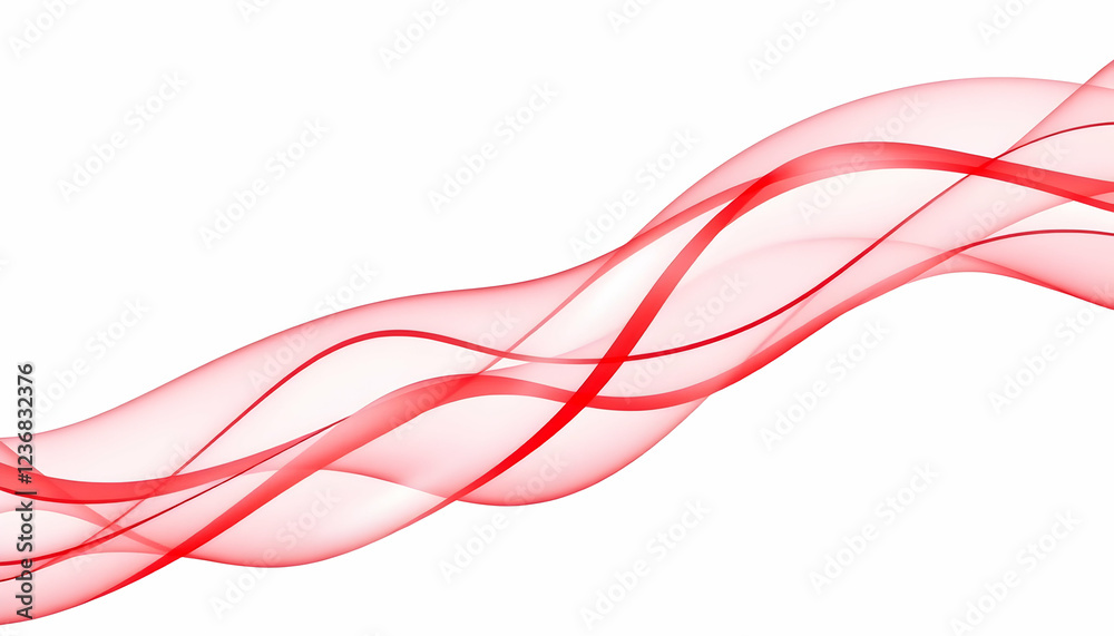 Abstract waves, flowing ribbons, red and pink hues, transparent curves, dynamic motion, smooth lines, minimalist design, ethereal texture, wispy tendrils, graceful swirls, white background, digital ar Abstract waves, flowing ribbons, red and pink hues, transparent curves, dynamic motion, smooth lines, minimalist design, ethereal texture, wispy tendrils, graceful swirls, white background, digital ar