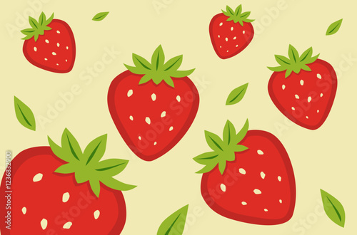 A minimalistic Pattern vector illustration of a single strawberry with a smooth, modern design.