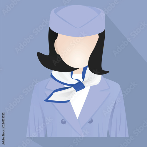 Female stewardess stand. vector illustration