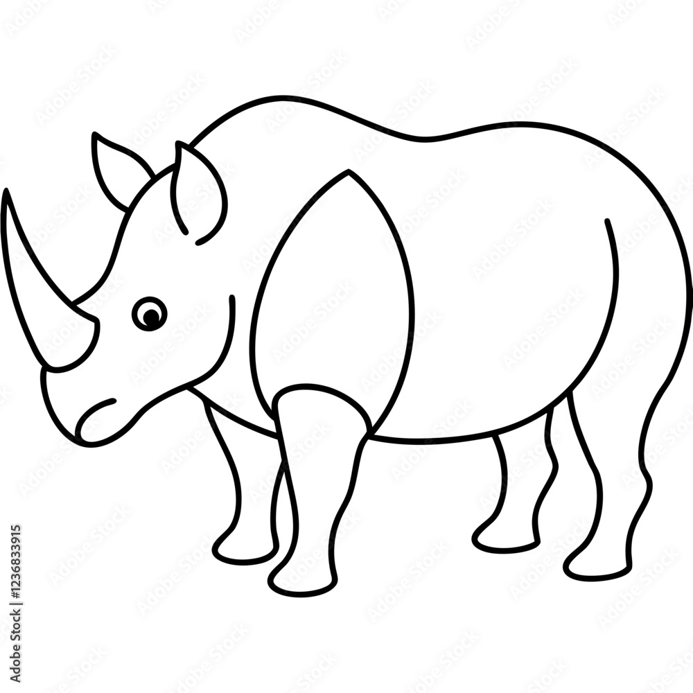Obraz premium Rhino Outline Vector Illustration