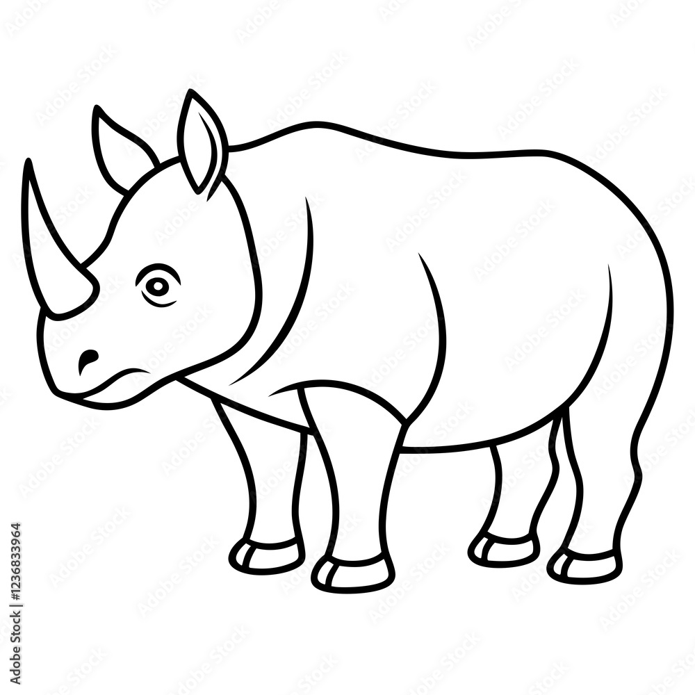 Fototapeta premium Rhino Outline Vector Illustration