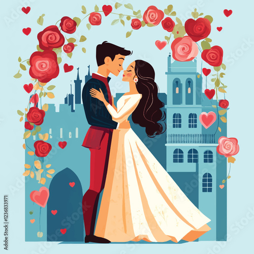 flat illustration of romeo and juliet valentine day theme