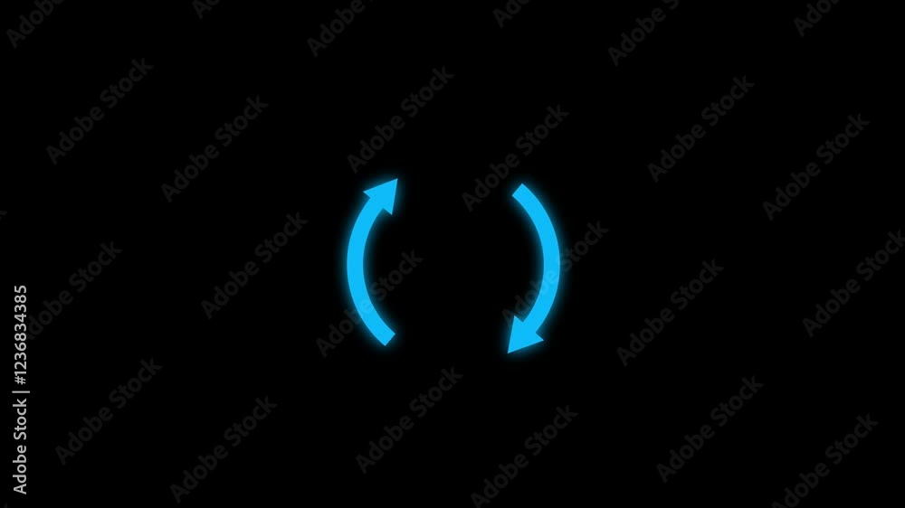 Retry and refresh icon animation with looping effect on cyan color  black background