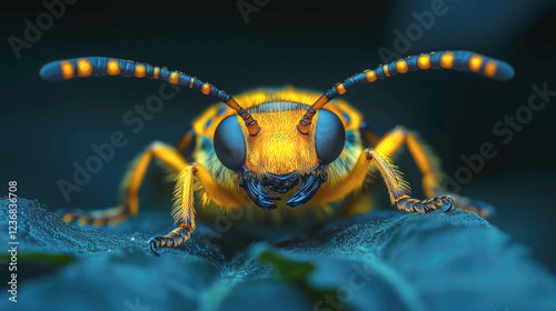 Vibrant yellow insect close-up nature photo