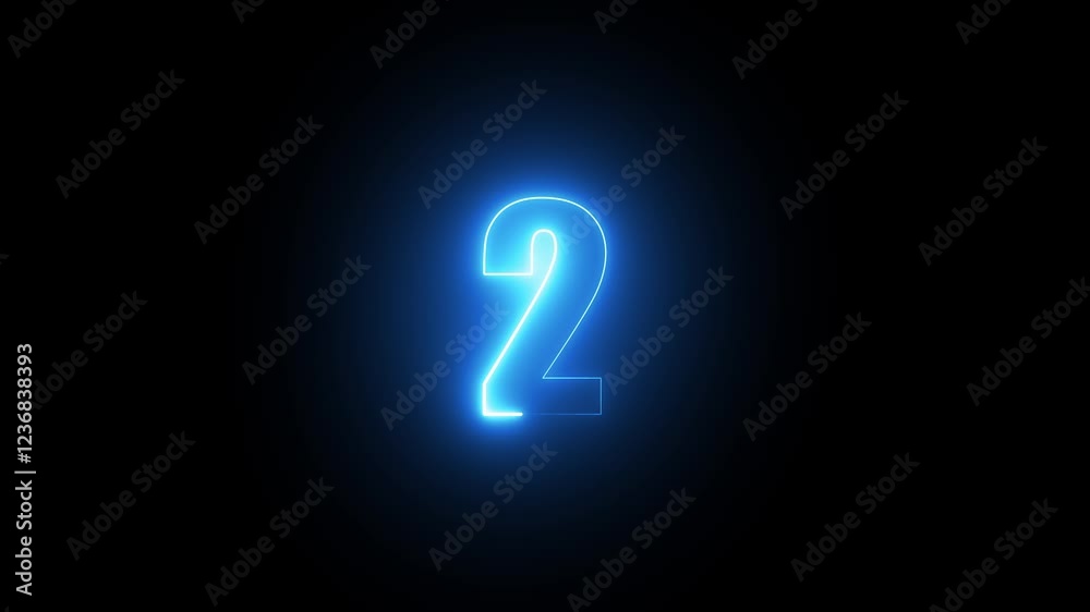 Number 2. Blue and Red Neon Futuristic Effect. Trendy Glow Lighting. 4K Video Animation Neon light number, laser ray appears on black background . Number 2. Blue and Red Neon Futuristic Effect. Trendy Glow Lighting. 4K Video Animation Neon light number, laser ray appears on black background .