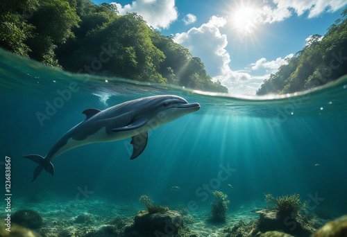 underwater view of a dolphin
