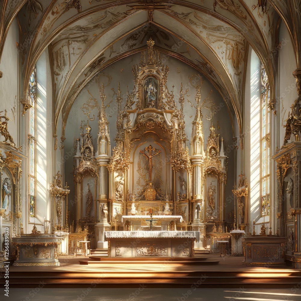 Fototapeta premium Sunlit Baroque church interior
