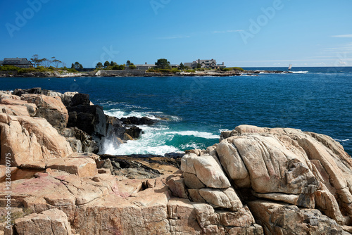 Rocky cliffs of Maine Coastline, USA