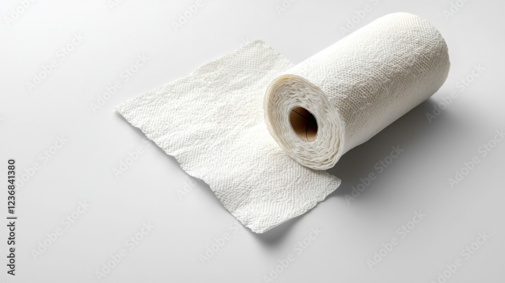 Obraz premium Soft White Paper Towels Roll Kitchen Cleaning Supplies Absorbent Tissues Household Cleaning Product